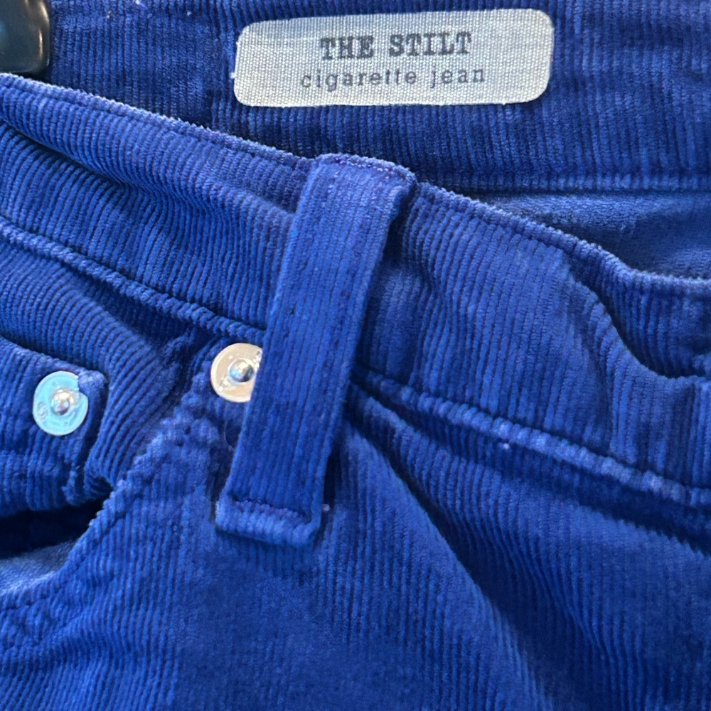 AG Royal Blue Corduroy Cigarette Jeans "The Stilt" 26R